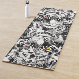 Tiger Yoga Mat Zeichnend Schwarz-Weiß - Große Katz Yogamatte