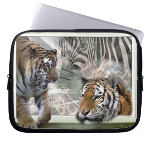 Tiger, Zebra, Giraffe, Urwald Laptopschutzhülle