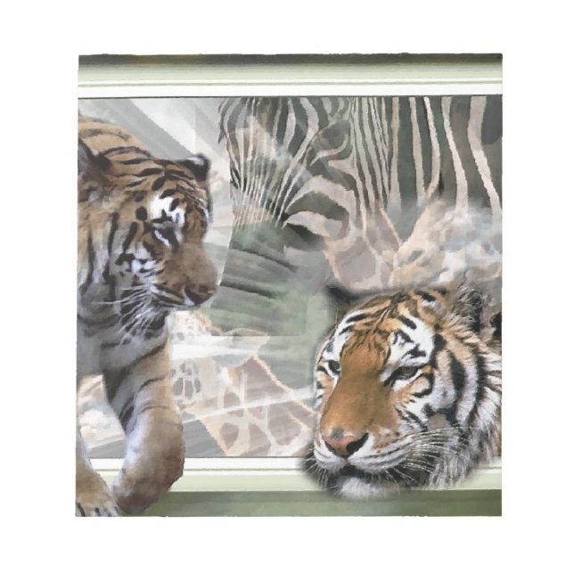 Tiger, Zebra, Giraffe, Urwald Notizblock (Vorderseite)