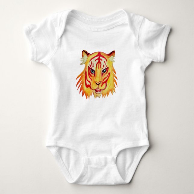 Tiger Zeichnend Baby Jersey Bodysuit Strampler (Vorderseite)