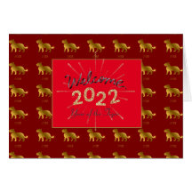 Tiger Zodiac Welcome 2022 Custom Gold Glitzer Card