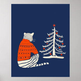 Tiger zu Weihnachten Gewartet Poster