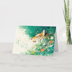 Tiger zwischen Blüten und Grün Karte