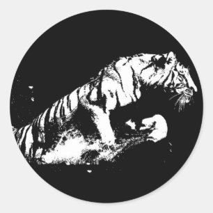 Tigerangriff Runder Aufkleber