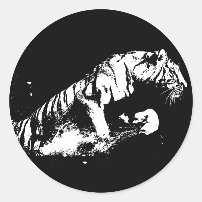 Tigerangriff Runder Aufkleber (Vorderseite)