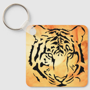Tigeraugen aus schwarzer Silhouette Schlüsselanhänger