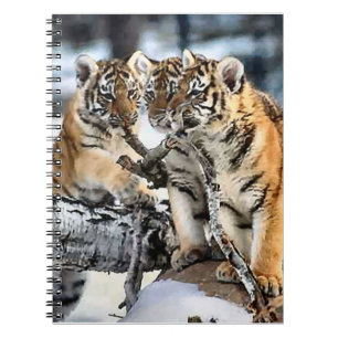 Tigerbabys beim Spielen für Wildtierliebhaber Notizblock