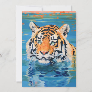 Tigerdesign, bemalt, farbenfrohe Kunst Einladung
