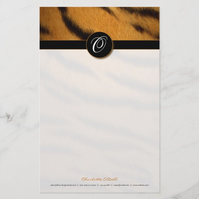 Tigerdruck; Monogramm Briefpapier (Vorderseite)