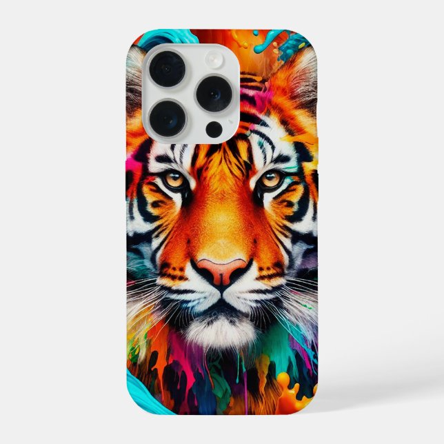 Tigerfarben iPhone 15 Pro Hülle (Rückseite)