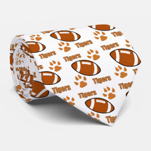 Tigerfußball mit Paw-Printen auf weißem Necktie Krawatte