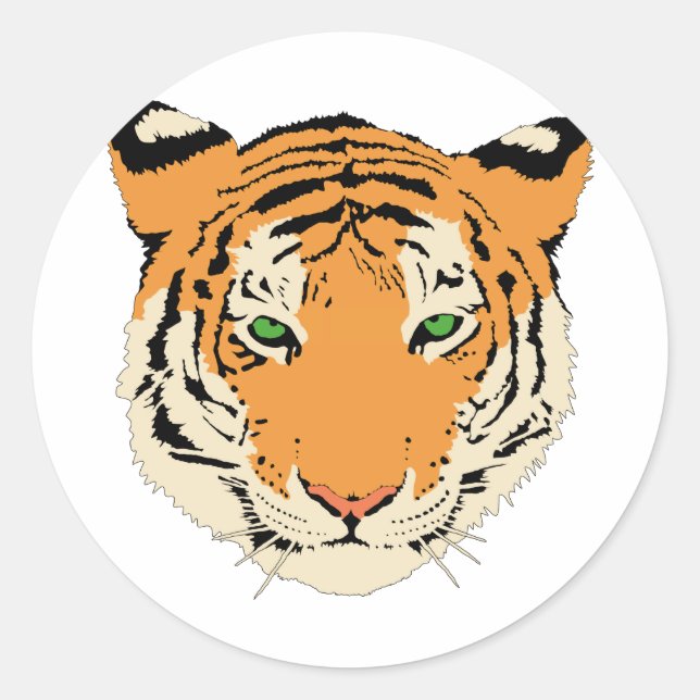 Tigergesicht/Kopf Runder Aufkleber (Vorderseite)
