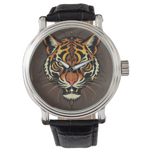 Tigergesicht mit Stammesmustern Armbanduhr