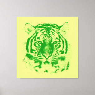 Tigergesicht Nah (Limon und grün) Leinwanddruck