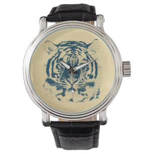 Tigergesicht Nah-up 8 Armbanduhr