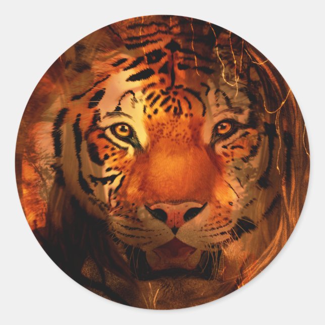 Tigergesicht Runder Aufkleber (Vorderseite)