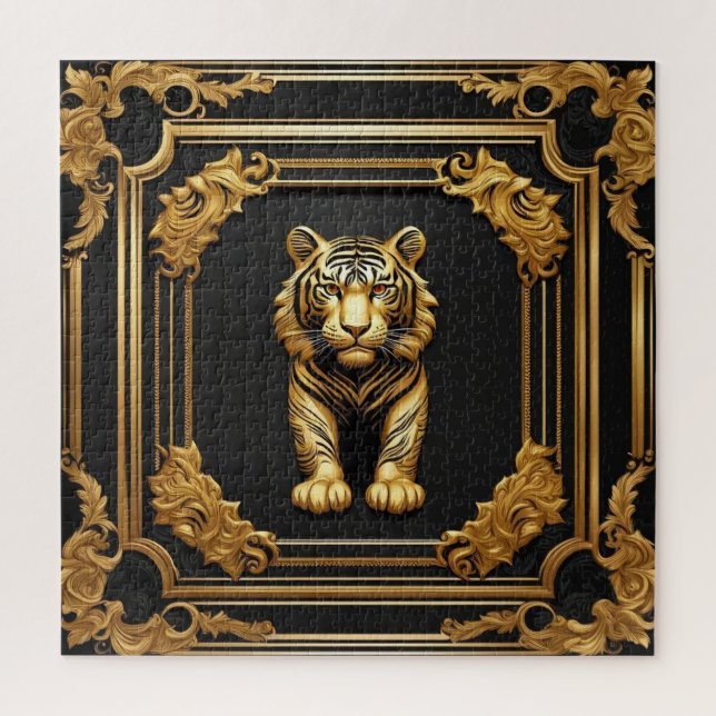 Tigergold und schwarzer Zierrahmen (Vertikal)
