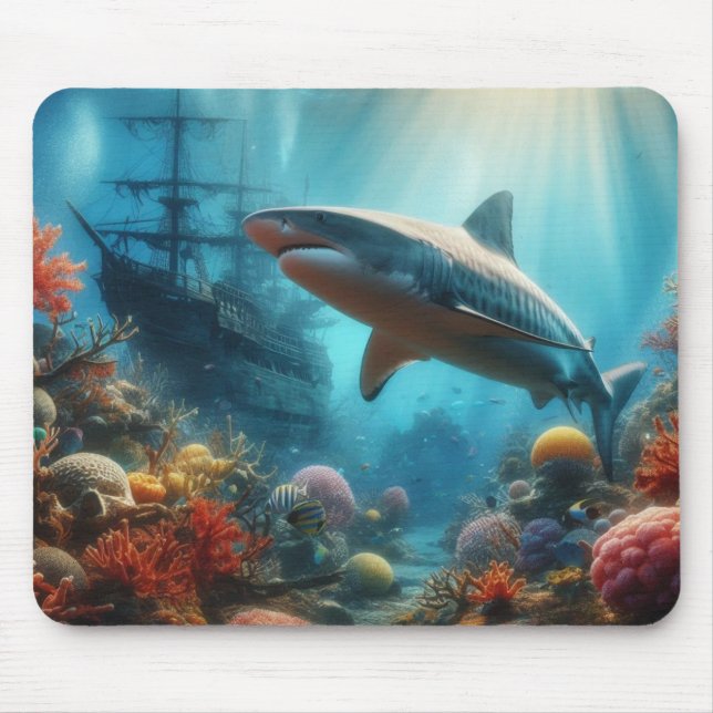 Tigerhai & Korallenriff Mousepad (Vorne)
