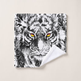 Tigerhandtuch | Tiger Zeichnend | Schwarz und Weiß Badhandtuch Set