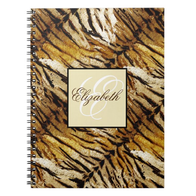 Tigerhaut, Monogramm, stylish, Tiger, gestreift Notizblock (Vorderseite)