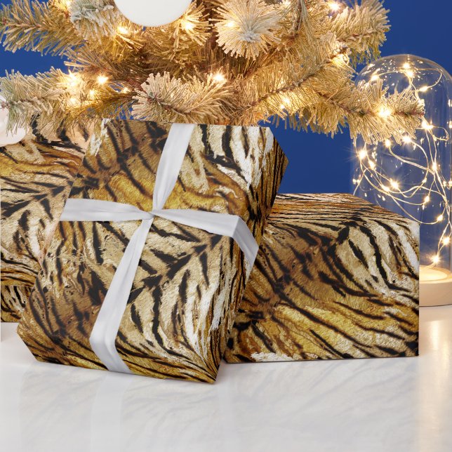 Tigerhaut, stylish, tiger, gestreift, tierischer A Geschenkpapier (Feiertage)