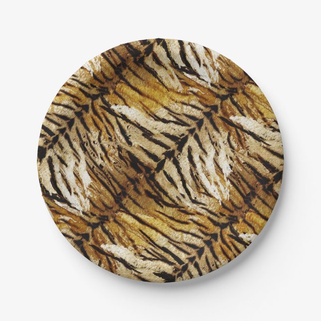 Tigerhaut, stylish, tiger, gestreift, tierischer A Pappteller (Vorderseite)