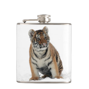 Tigerjunges im Schnee Fotografie Flachmann