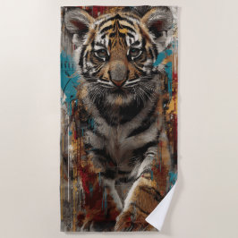 Tigerjunges-Porträt Urban Wildlife Design Strandtuch