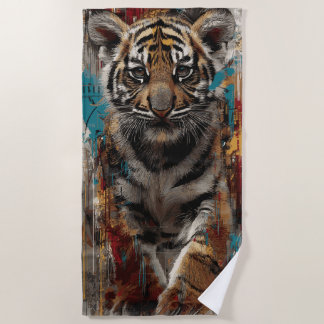 Tigerjunges-Porträt Urban Wildlife Design Strandtuch