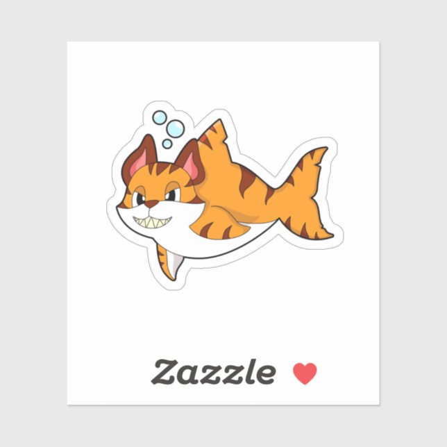 Tigerkatze als Hai im Wasser.PNG Aufkleber (Blatt)