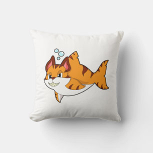 Tigerkatze als Hai im Wasser.PNG Kissen