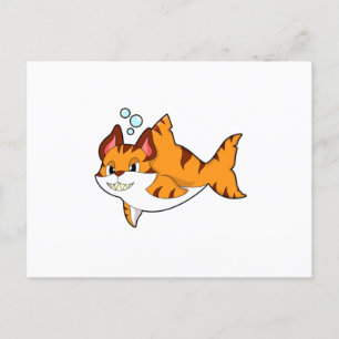 Tigerkatze als Hai im Wasser.PNG Postkarte