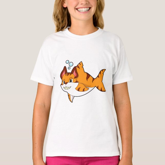 Tigerkatze als Hai im Wasser.PNG T-Shirt (Vorderseite)
