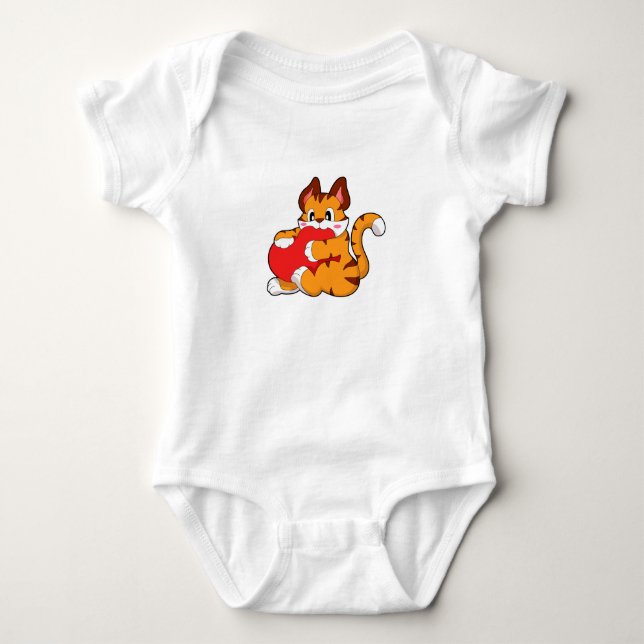 Tigerkatze in Liebe mit Herz.PNG Baby Strampler (Vorderseite)