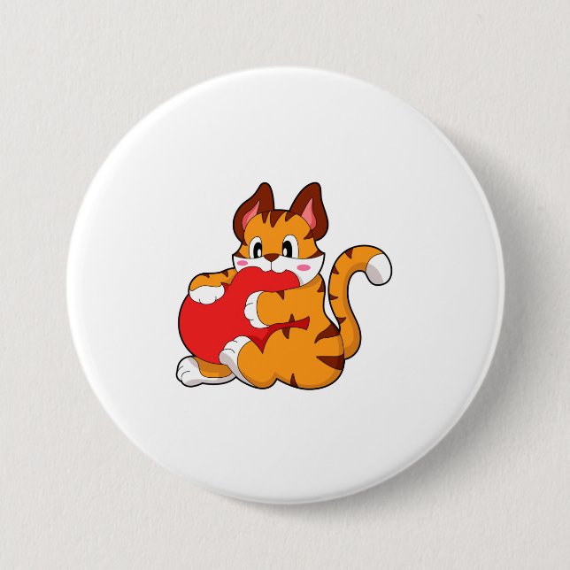 Tigerkatze in Liebe mit Herz.PNG Button (Vorderseite)