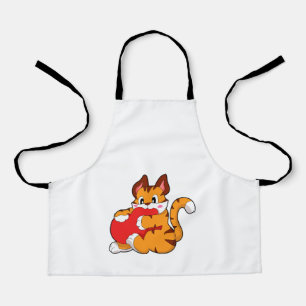 Tigerkatze in Liebe mit Herz.PNG Schürze