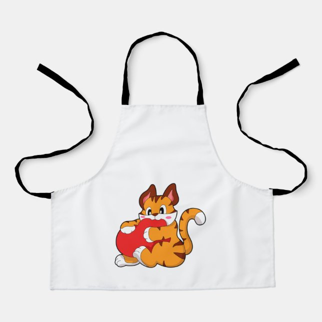 Tigerkatze in Liebe mit Herz.PNG Schürze (Vorderseite)