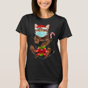 Tigerkatze in Tasche trägt Maske Katze Kätzchen W T-Shirt