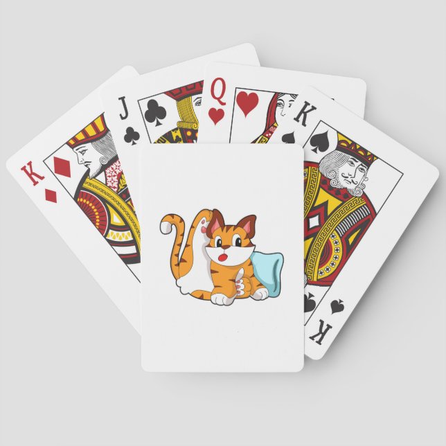 Tigerkatze mit Kissen Spielkarten (Rückseite)