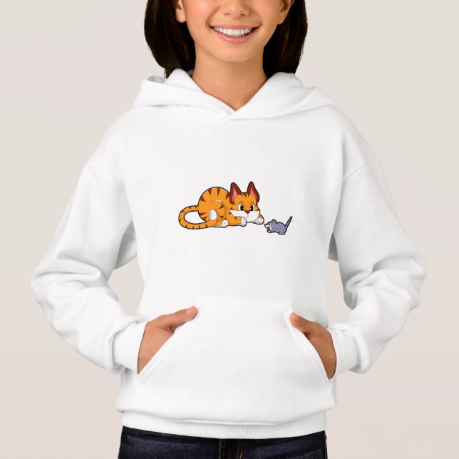 Tigerkatze mit Maus Hoodie (Vorderseite)