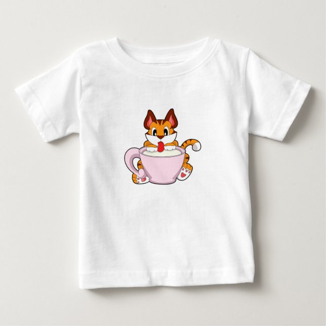 Tigerkatze mit Milchcup.PNG Baby T-shirt (Vorderseite)