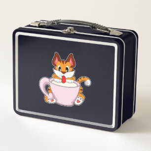 Tigerkatze mit Milchcup.PNG Metall Brotdose