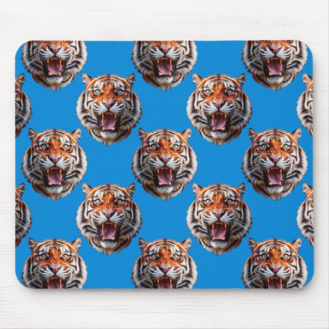 Tigerkopf-Musterdesign Blau  Mousepad (Vorne)