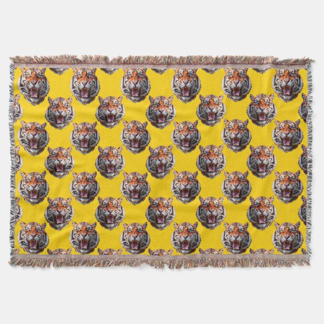 Tigerkopf-Musterdesign Gelb  Decke (Vorderseite)