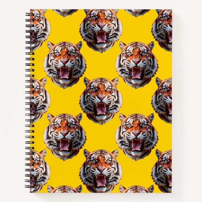 Tigerkopf-Musterdesign Gelb  Notizbuch (Vorderseite)