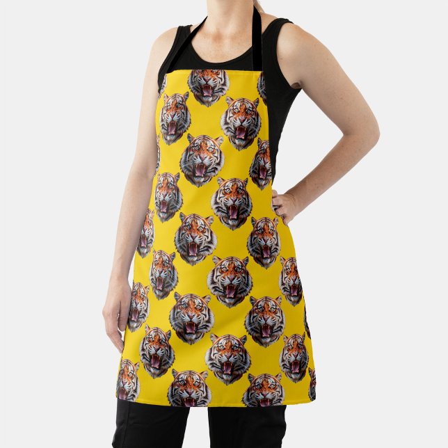 Tigerkopf-Musterdesign gelb  Schürze (Von Creator hochgeladen)