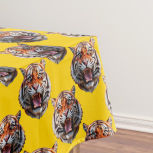 Tigerkopf-Musterdesign Gelb Tischdecke