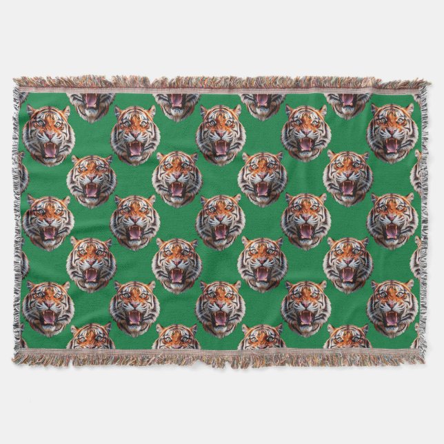 Tigerkopf-Musterdesign Grün  Decke (Vorderseite)