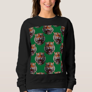 Tigerkopf-Musterdesign Grün  Sweatshirt