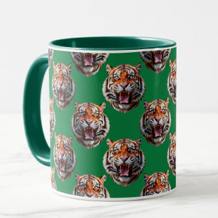 Tigerkopf-Musterdesign Grün Tasse